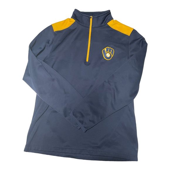 Milwaukee Brewers Qtr Zip Lightweight Pullover- MLB Licensed Mens Medium - Picture 6 of 11